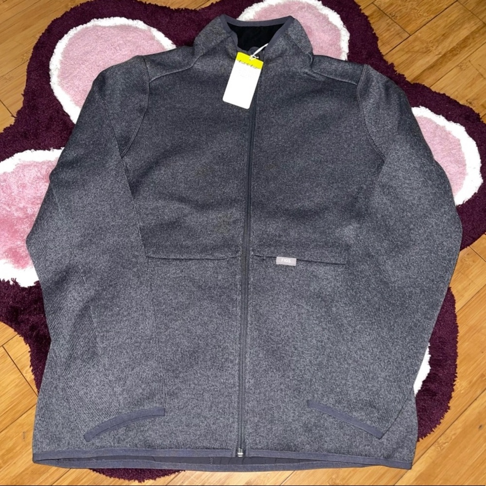 NEW Figs On Shift knit sweater jacket heathered darked charcoal - Picture 4 of 5